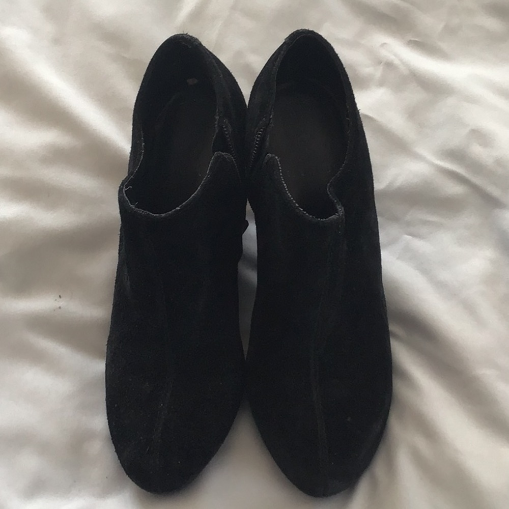 Vince Camuto black suede booties.